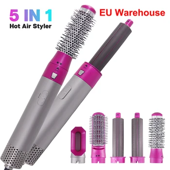 Hair Dryer Brush 5 In 1 Electric Blow Dryer Comb Hair Curling Wand Detachable Brush Kit Negative Ion Hair Curler Curling Iron 1