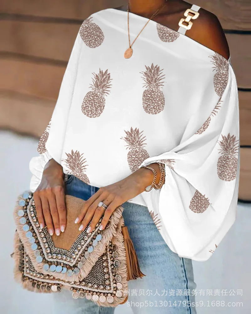 

Women T-shirt Jacket In Spring And Summer Inclined Long Sleeve Loose Pullover Color Printing Spring And Summer Leisure Top