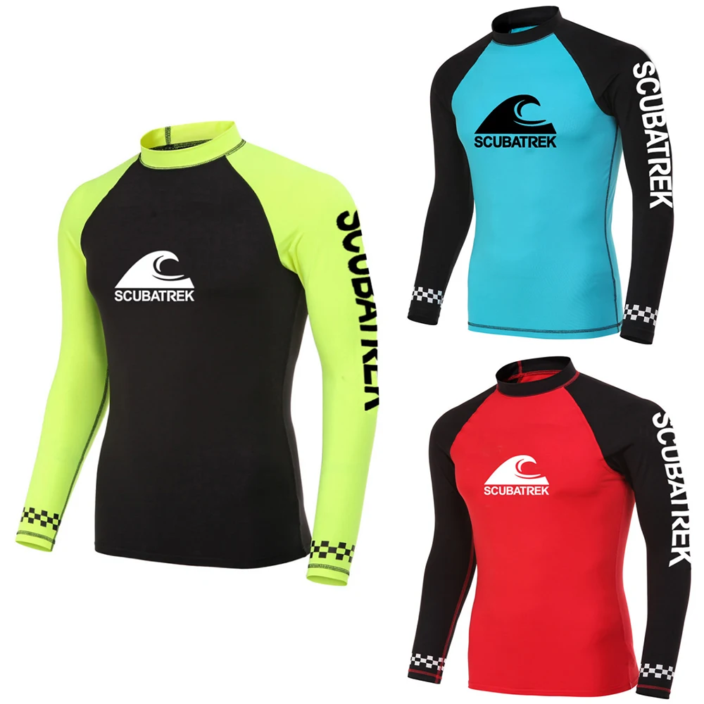 Men's Split Long Sleeve Beach Sunscreen Quick Dry Surf T Shirt Shirt Rash Resistant Water Sports Swimming Diving Surf Top 2022