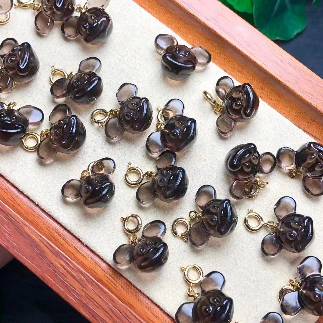 

Лидер продаж, 13 мм натуральный кристалл, натуральный камень, полудрагоценный камень, натуральный обсидиан, Маленькая подвеска Микки,