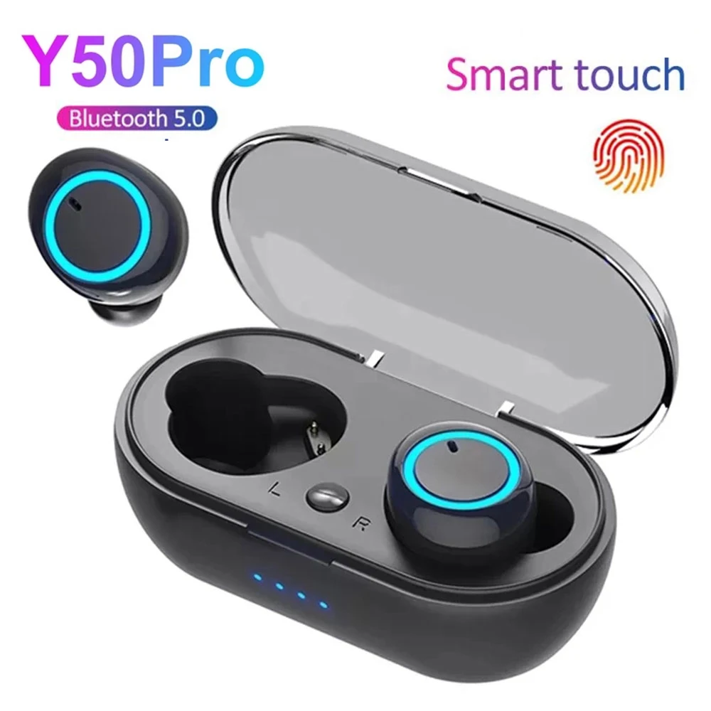 

New Y50 PRO TWS Wireless Bluetooth Headset Touch 9D Stereo Noise Cancelling headphones with microphone sport waterproof earplugs