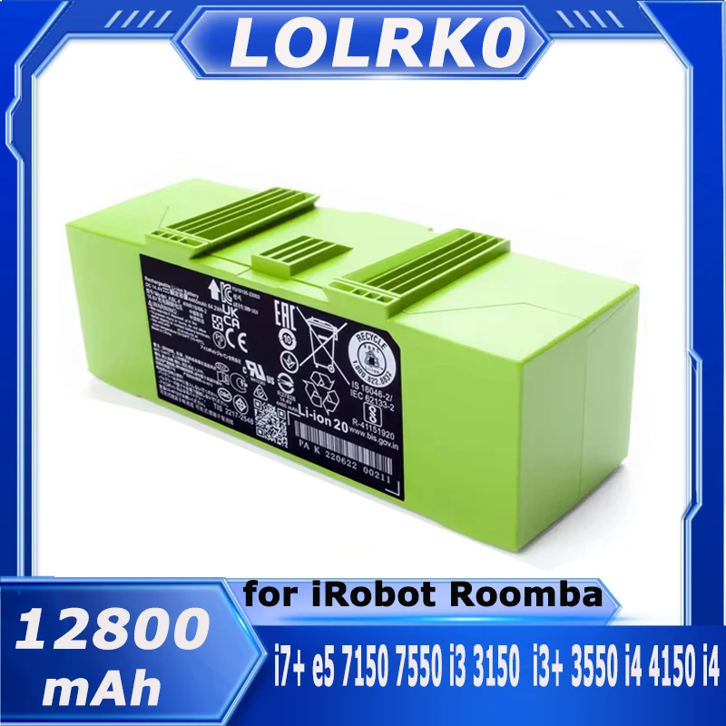Фото Аккумулятор 14.4V 12800mAh i7 для роботов-пылесосов iRobot Roomba серий e и i, модели i7+, e5, 7150, 7550, i3, 3150, i3+, 3550, i4, 4150, i4. Аксессуары. №1