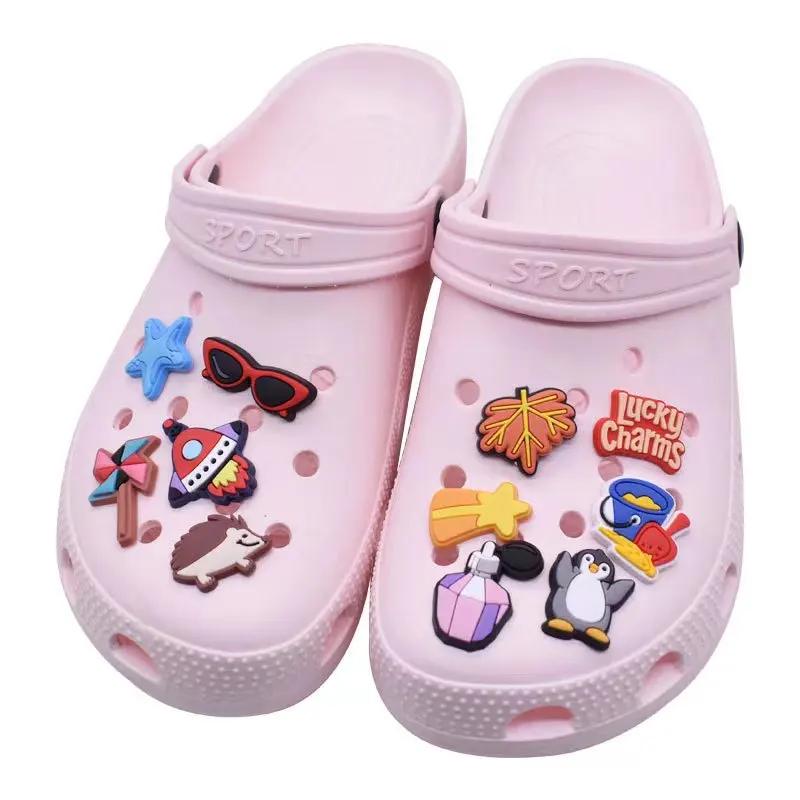 30-250PCS jibz Wholesale Random Cartoon Fruits Shoe Charms Decrations For Croc Charms Buckle Kids X-mas Gifts Shoe Accessories