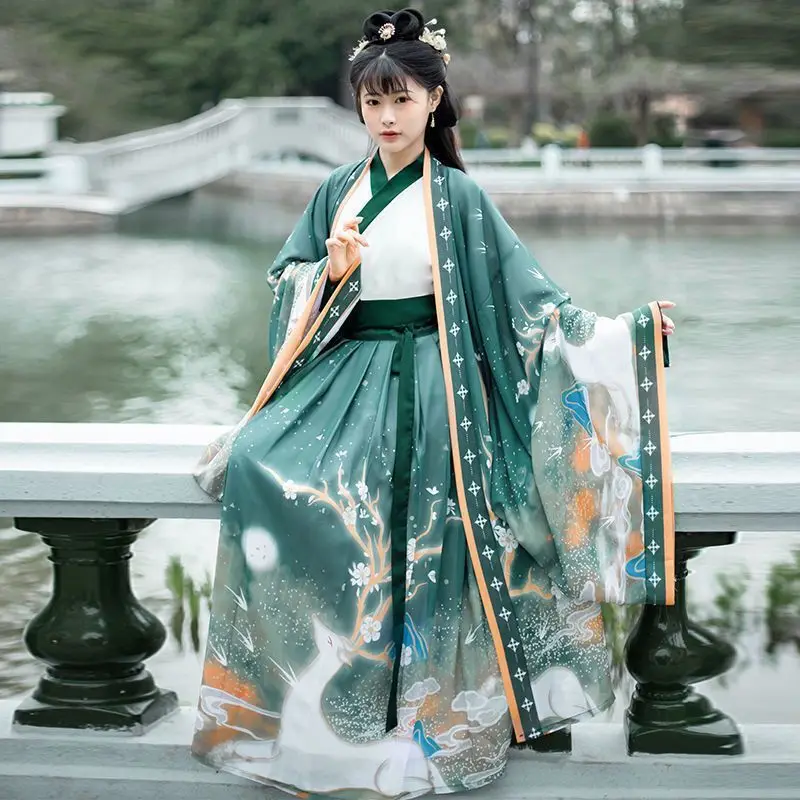 

Plus Size 2XL Hanfu Men Women Chinese Ancient Traditional Print Hanfu Couples Carnival Cosplay Costume Hanfu Sets For Men Women