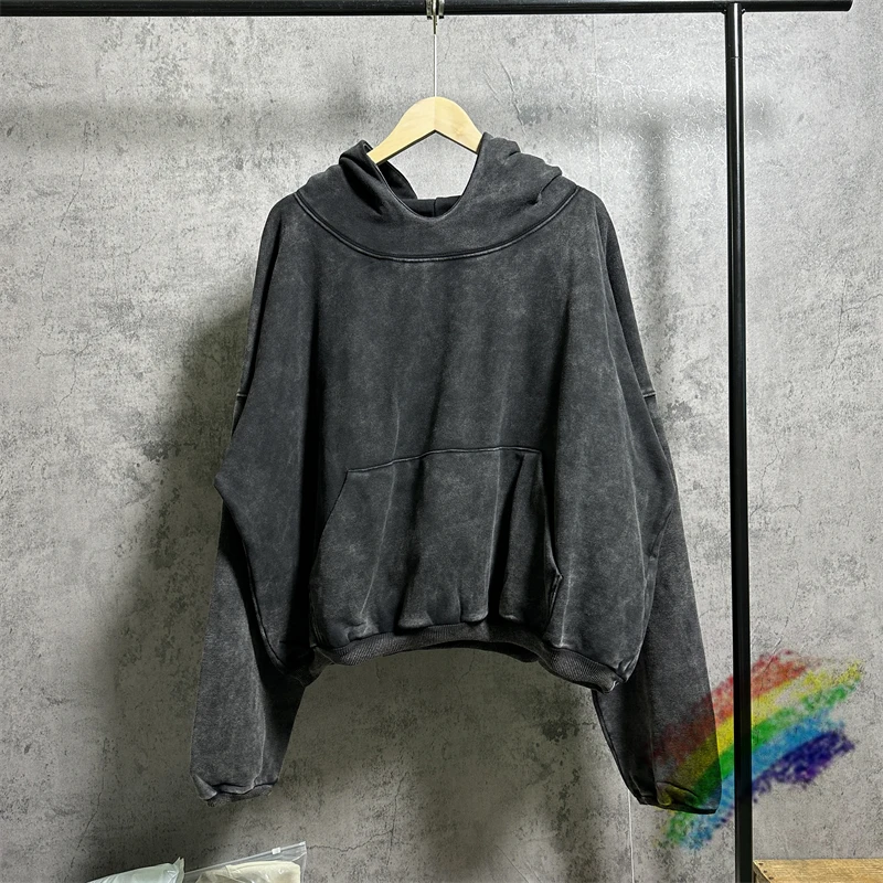 

Двухслойная промытая Толстовка YZY для мужчин и женщин 1:1 лучшее качество однотонный Повседневный пуловер оверсайз Kanye West