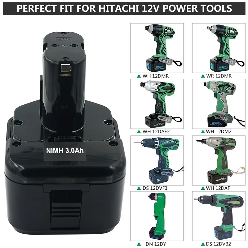 Фото Аккумулятор Ni-MH 12В 3.0Ач для электроинструментов Hitachi серий DS/FWH/WR (EB1212S, EB1214L, EB1226HL, EB1230HL) №4