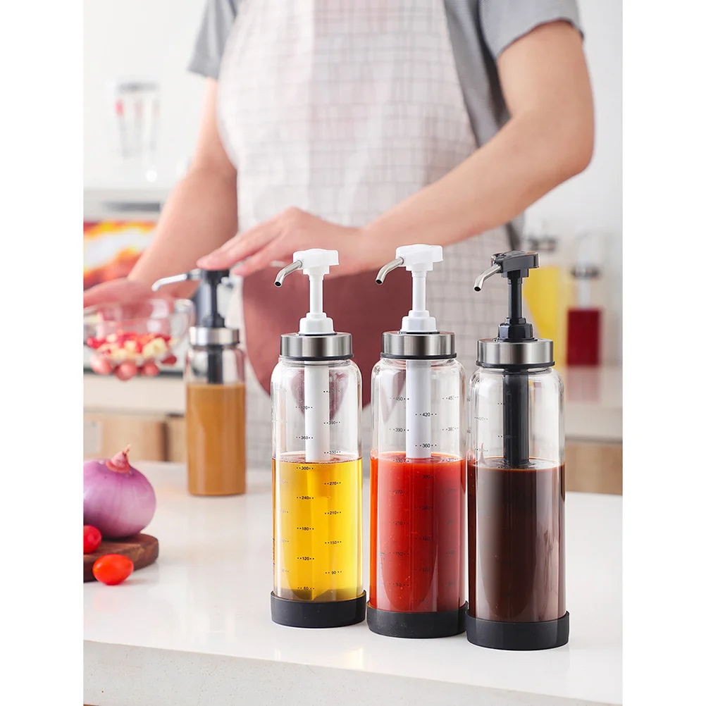 

Bottle Pump Dispenser Syrup Sauce Oil Bottles Glass Press Squeeze Condiment Coffee Ketchup Honey Kitchen Dressing Salad