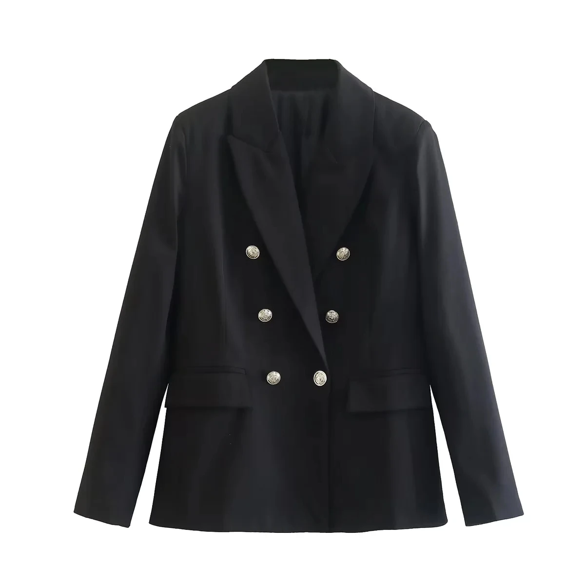 Maxdutti Ins Fashion Blazers Blogger Retro Double Breasted Solid Casual Blazers Women