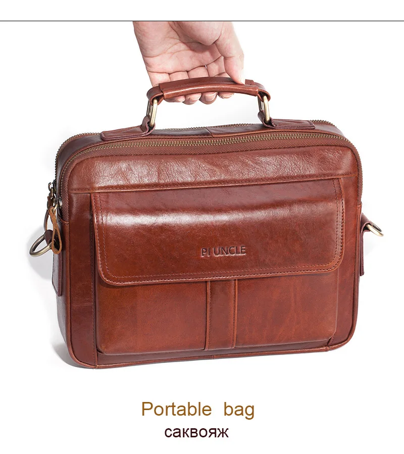 High Quality Luxury Leather Crossbody Bag Men's Head Layer Cowhide Briefcase Casual One Shoulder Backpack Large Capacity