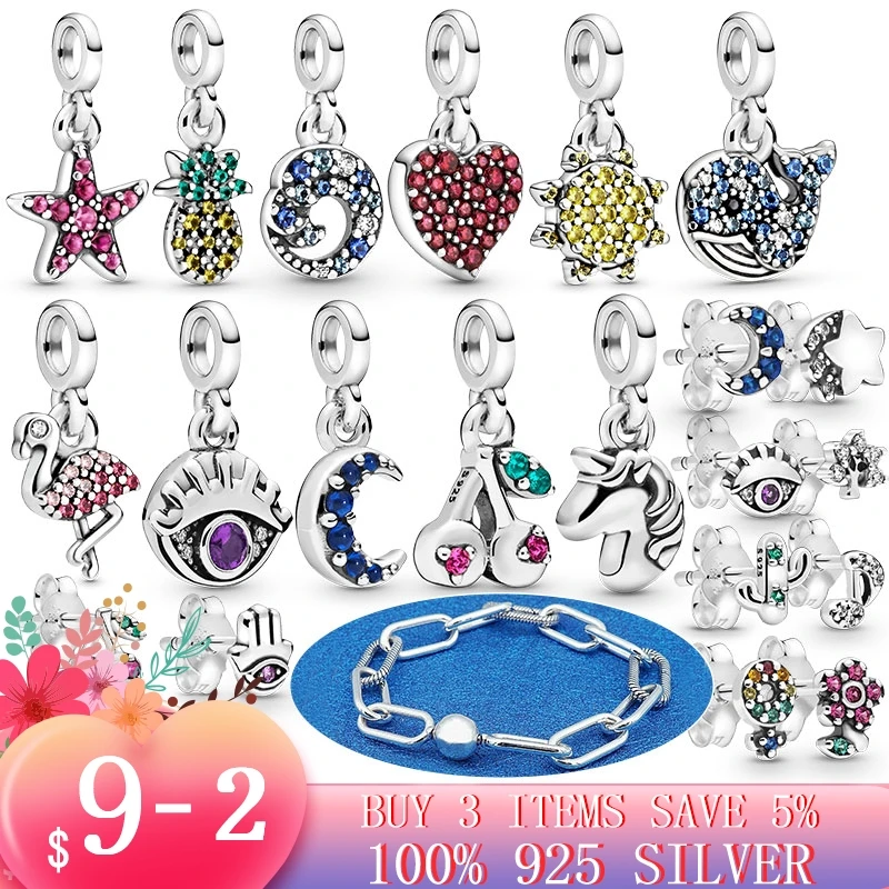 

Женский браслет из серебра 2022 пробы, с подвеской в виде звезд