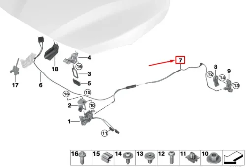Совершенно новый кабель капота двигателя для BMW X5 F15 MF85 X6 F16 MF86 51237300572