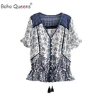 Женская пляжная блузка с цветочным принтом, V-образным вырезом и коротким рукавом