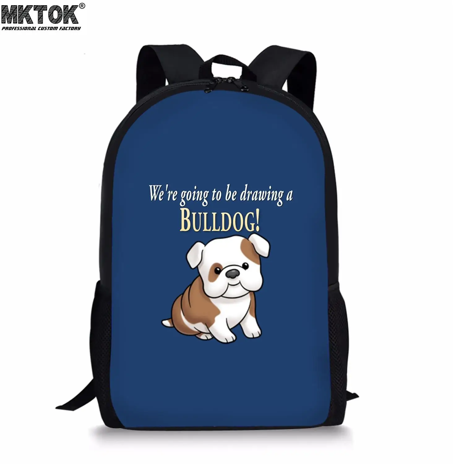 Cartoon Bulldog Avatar Design Boys School Bags Exquisite Premium Mochila Infantil Teenagers Simple  Book Backpack College