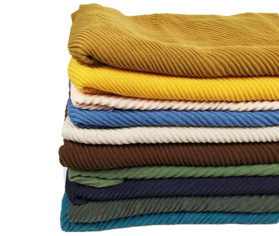 Pleated Cotton Linen Hijabs Scarf Plain Crinkle Shawls Lady High Quality Muslim Wraps Soft Wrinkle Headwraps Plain Long Turban