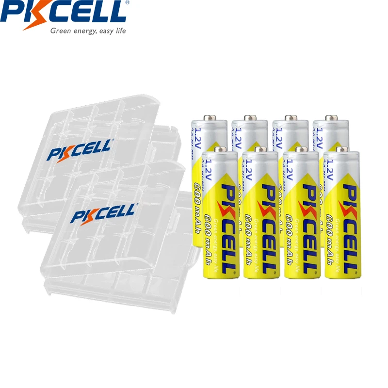 

PKCELL 8PC AA Battery 1.2V NI-MH AA Rechargeable batteries battery circle times 1000 times real capacity and 2PC AA Battery Box