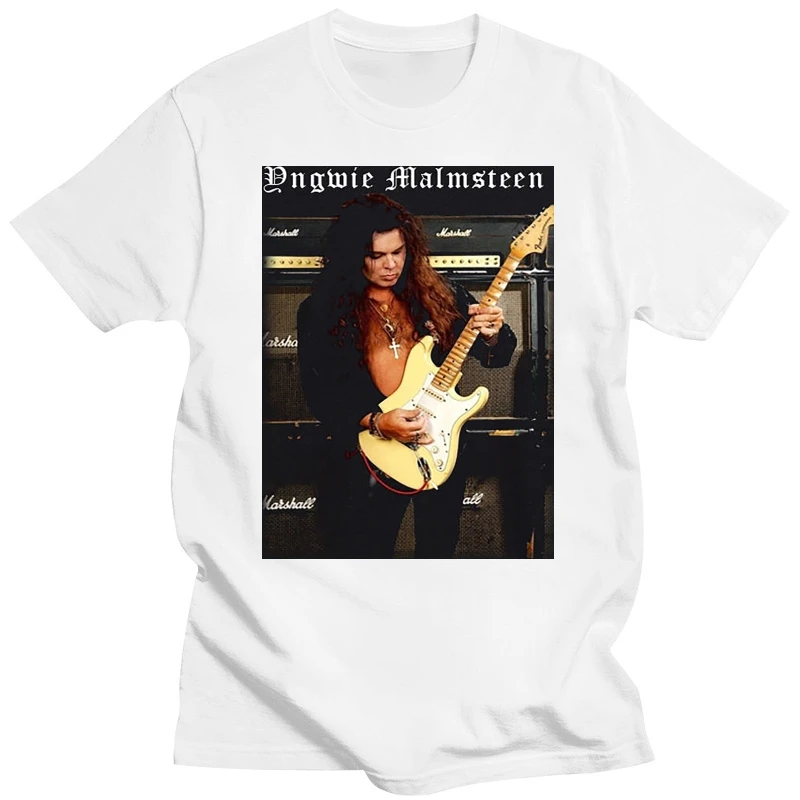

Дизайнерские футболки для мужчин, модные короткие футболки Yngwie Malmsteen с вырезом под горло, гитарист из тяжелого металла, Новинка лета 2018, мужс...