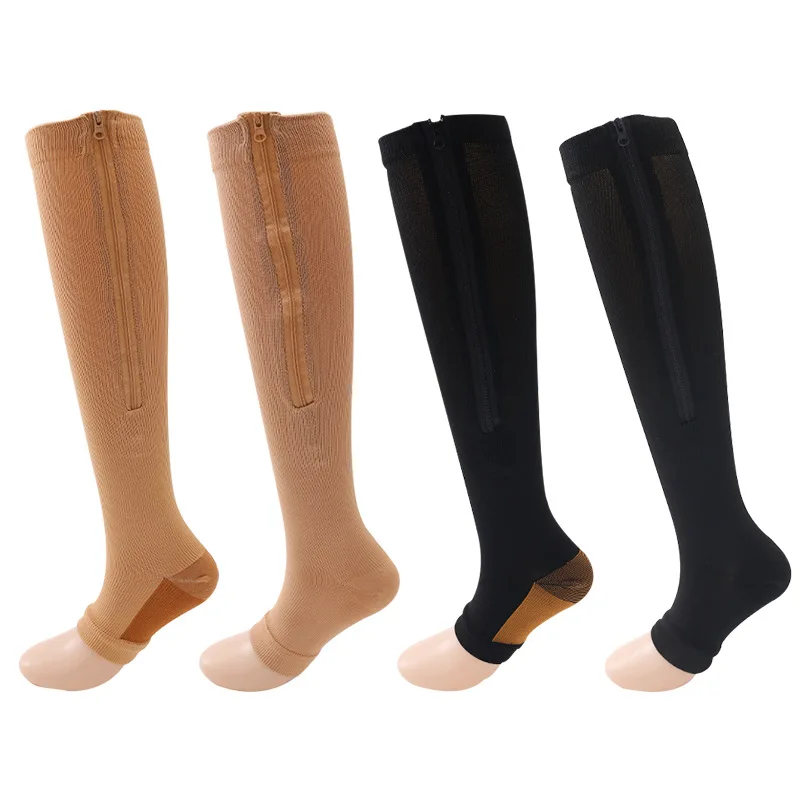 

1Pair Compression Stockings Zipper Medical Sports Pressure Elastic Socks Women'S Slim Beauty Legs Varicose Vein Prevention Socks