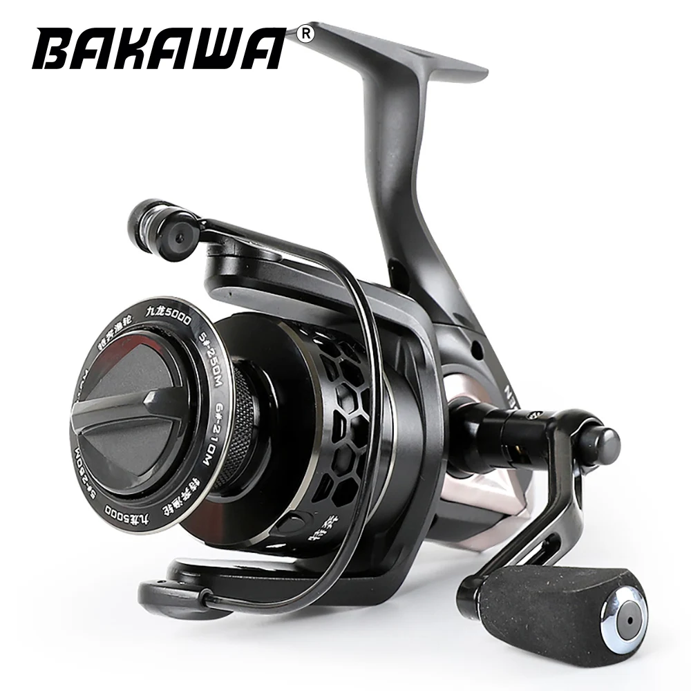 

BAKAWA Spinning Fishing Reel Pesca Carp Wheel Saltwater JL 6000-2000 15-18KG Max Drag 8+1BB Lighter Stronger Metal Spool