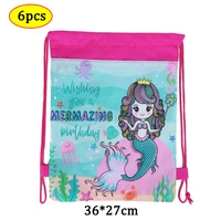 disney mermaid princess drawstring bag for girls travel storage package school backpacks children birthday party favor gift bags