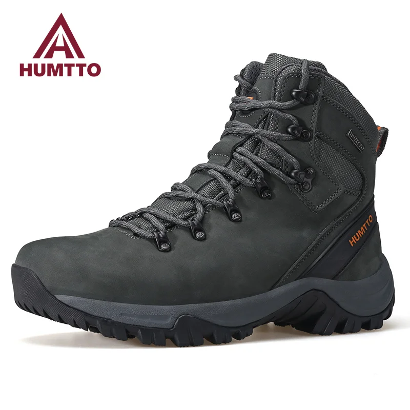 HUMTTO Waterproof Shoes for Men Leather Sports Climbing Hiking Boots Mens Luxury Designer Outdoor Trekking Hunting Male Sneakers