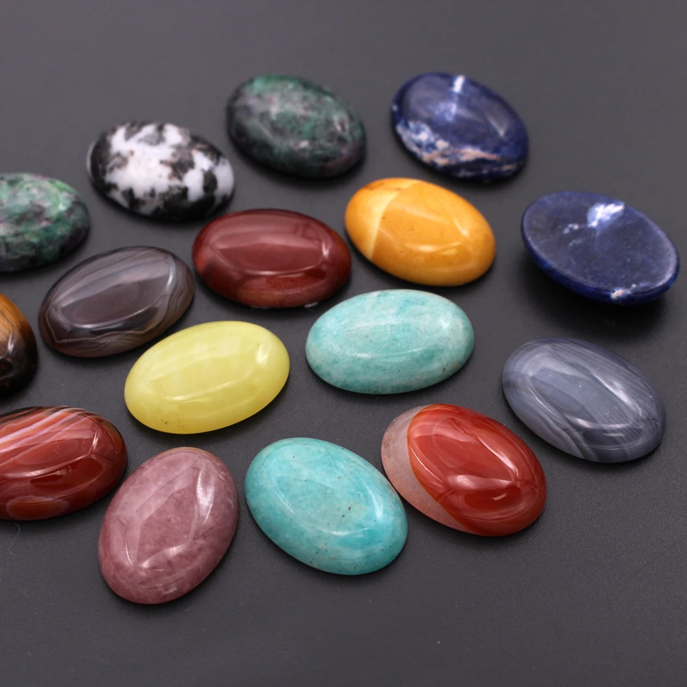 

1pc 18x25mm 15x20mm Natural Stone Oval CABs Cabochons Crystal Veins Agate Stone Cabochons Flat Back Ring Face