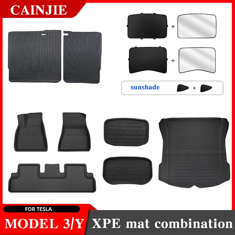 Floor Mats For Tesla Model 3 Y 2022 Left Right Driving All Weather Anti-Slip  Floor Liners trunk Mat Sunshade  2021 Accessories