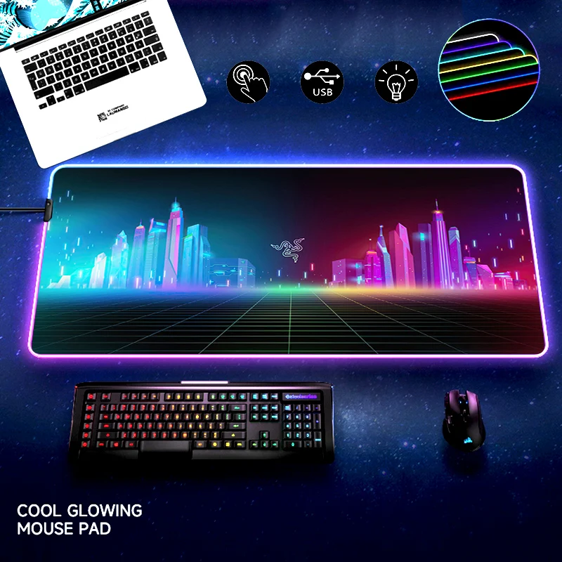 

Razer Gaming Pc Mat Mouse Pad Rug Gamer Computer Accessories Game Mats Mousepad RGB Office Carpet Keyboard Desk Alfombrilla Xxl