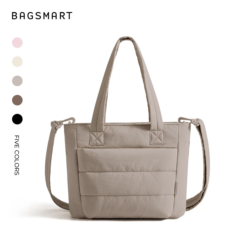 

BAGSMART Простая большая сумка, однотонная сумка на плечо с несколькими карманами, дорожная сумка для женщин, большая вместительная сумка через плечо