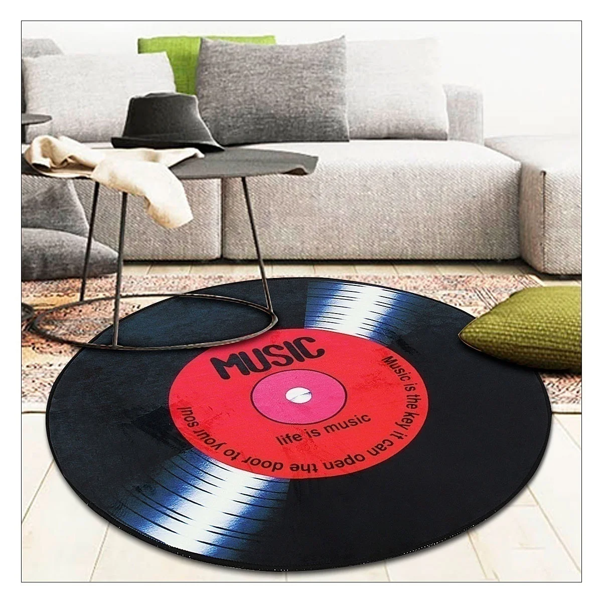 

3D Vinyl Record Printed Soft Round Floor Mat Carpet Living Room Area Bedroom Rug Round Carpet living room home rugs