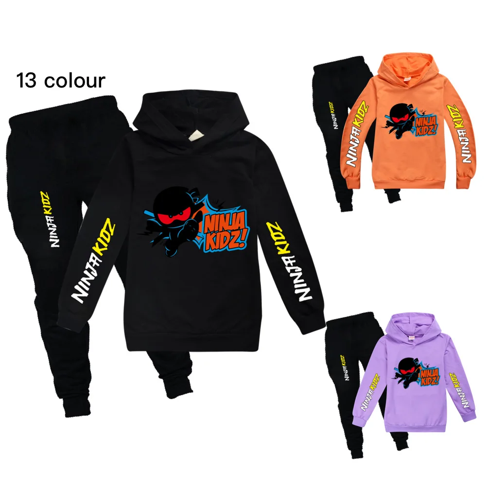 

Ninja Kidz Cotton Baby Boys Hoodie Pants Suit Teenage Girls Autumn Sweatershirt Set Kids Boutique Clothing Hooded T Shirt Outfit