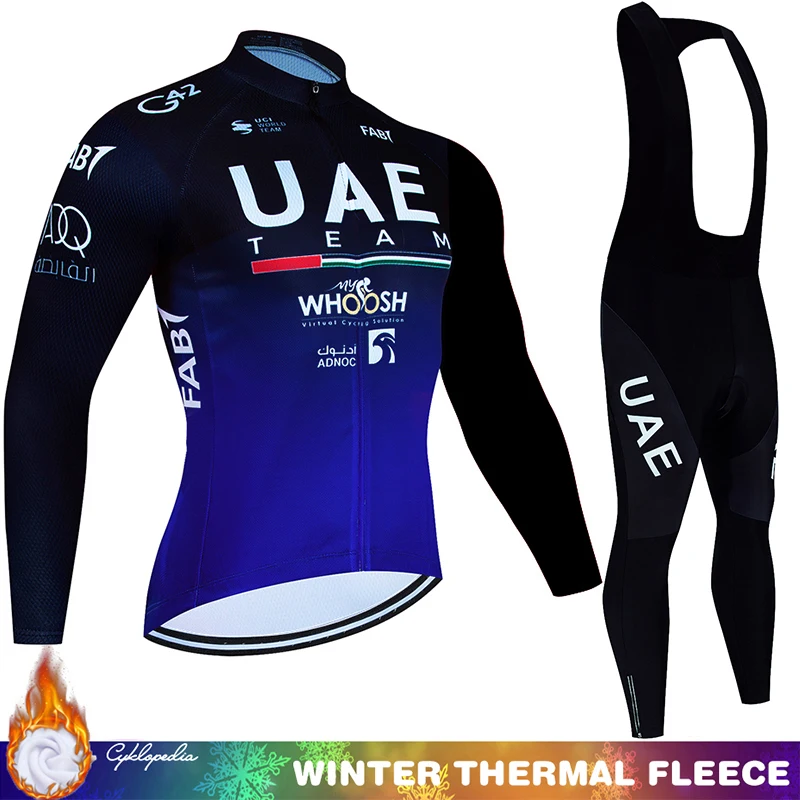 

Cycling Pants Man Bib Maillot Winter Thermal Men's Bike Clothing UAE Jersey Fleece Bycicle Long Sleeve 2024 Team Set Jacket Road