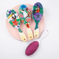 4 patterns women scalp massage comb hair brush massage combs for curly hair tropical jungle woodpecker hair brush for women