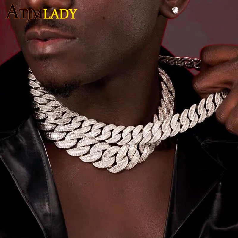 

2022 New 20mm Prong Cuban Link Chains Fashion Hip Hop 3 Row Cubic Zirconia Iced Out Bling CZ Necklaces For Men Women Jewelry