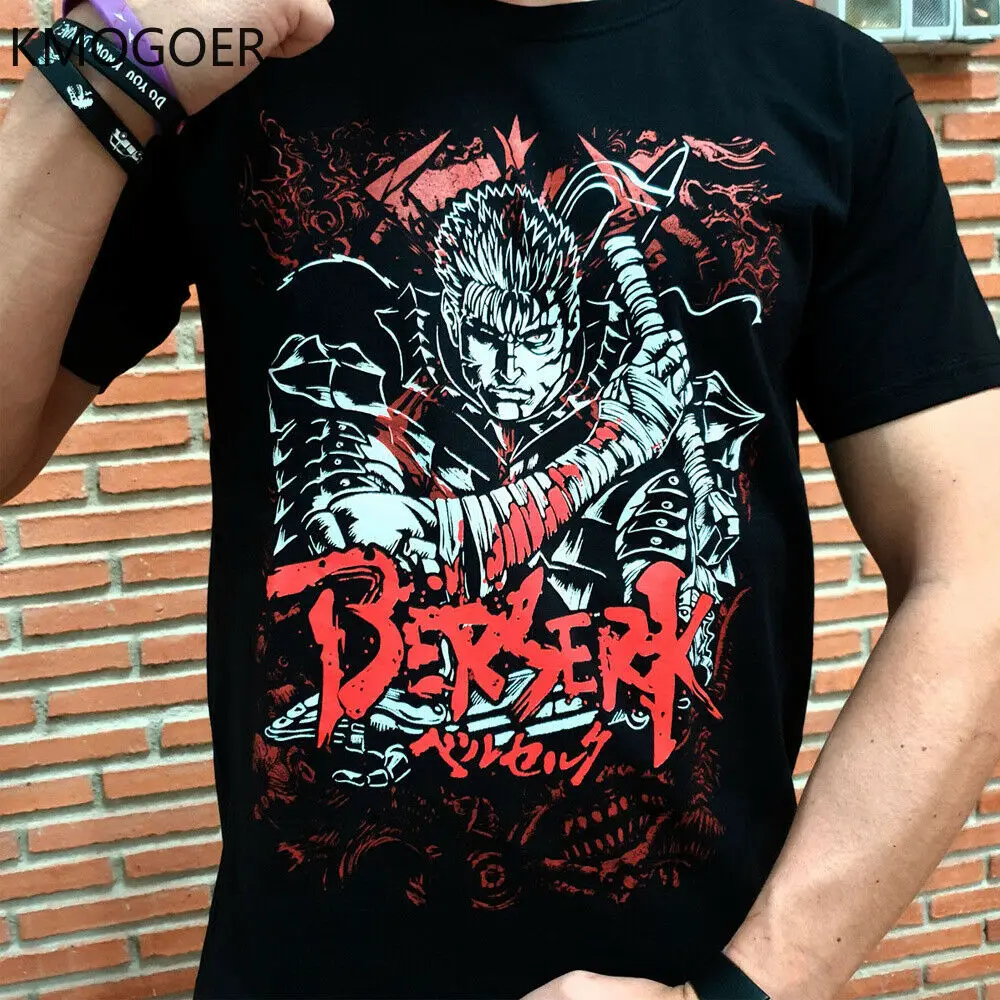 

Футболка Berserk унисекс, Винтажная футболка в стиле аниме, подарок для мужчин и женщин, топ в готическом стиле, хлопковая Футболка с графическим рисунком, летняя, комфортная