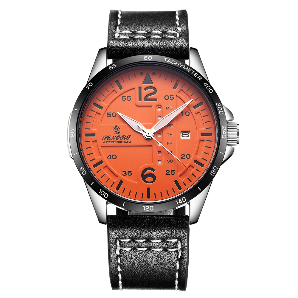 

New Fashion Leather Band Wristwatch Analog Quartz Round Waterproof Quartz Men's Watch,SD105HG