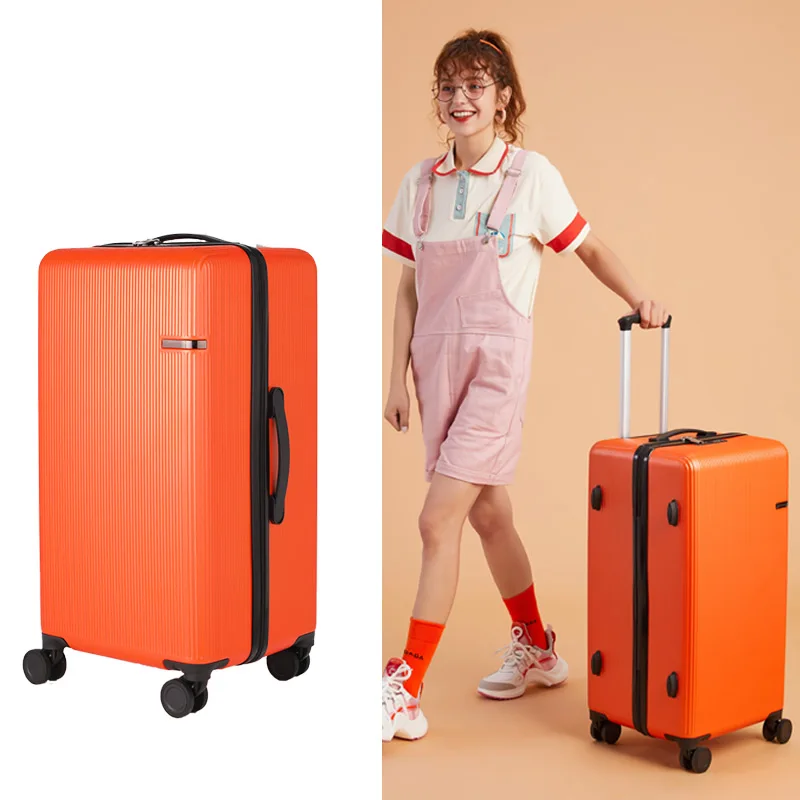 NEW Fashion Travel Suitcase with Wheels Student Luggage Female 24inch Red Orange Trolley Case Large Capacity Rolling Lugagge