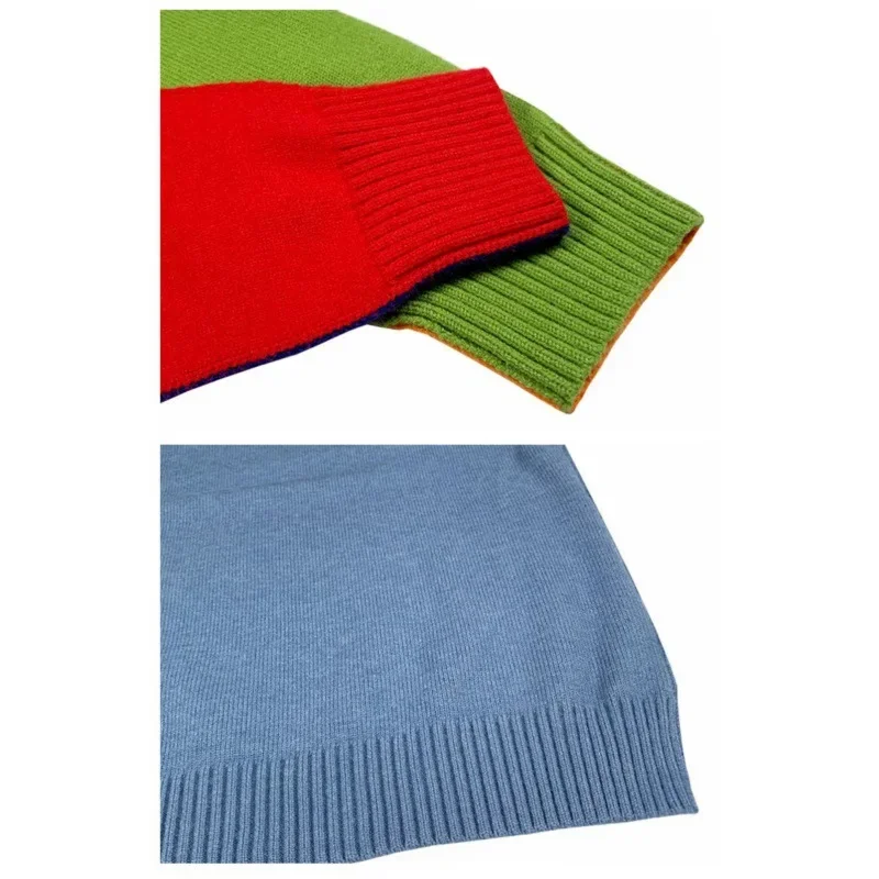 Модный дизайн мужской свитер свободного кроя яркий цветной пуловер повседневный