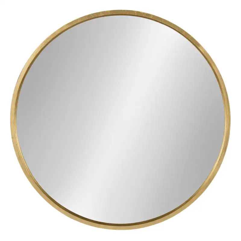 

"Gold Modern Glam 25.6" Diameter Round Wood Wall Mirror - Wall Décor Accent"