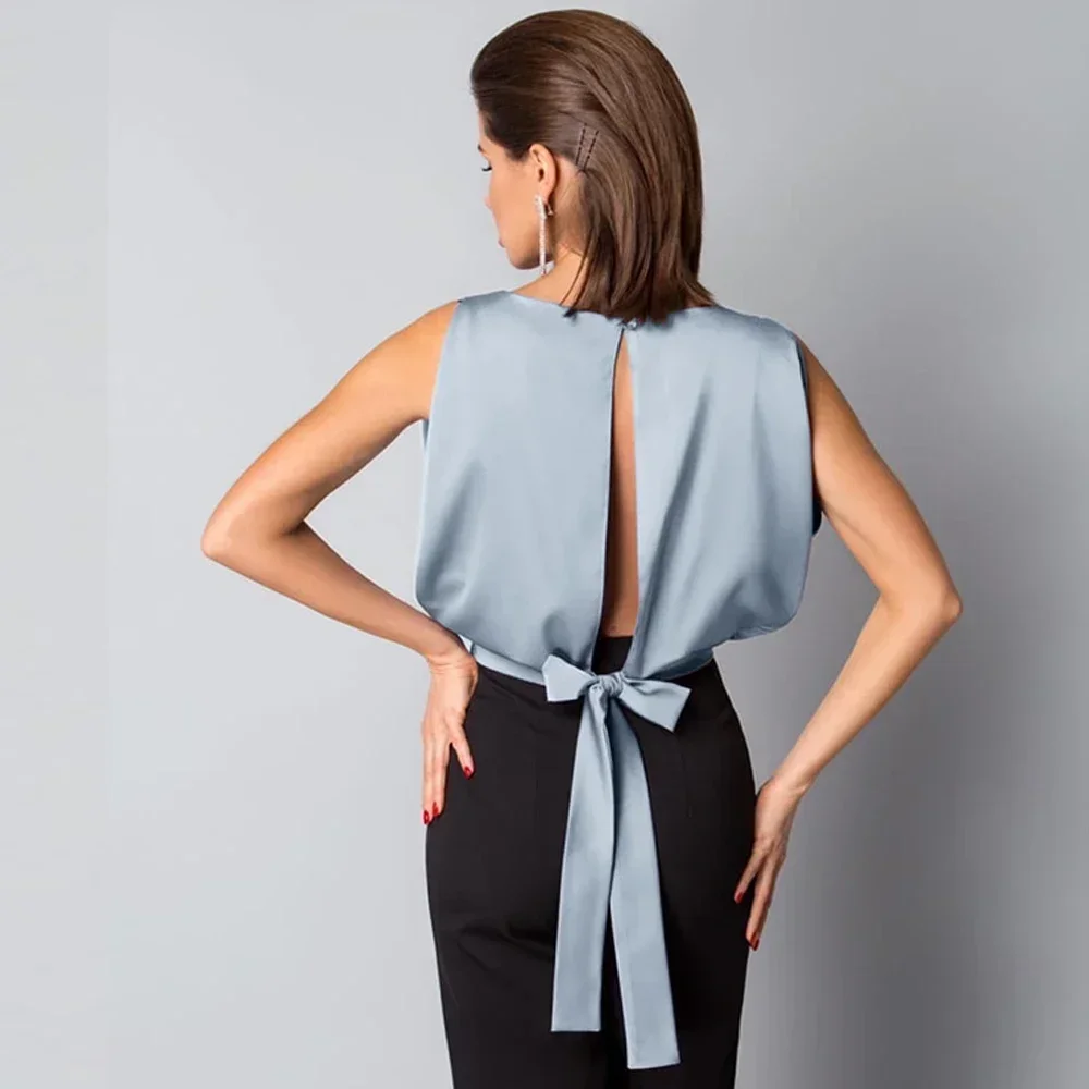 Zhuanqing Женская Летняя Шелковая Шифоновая Сексуальная Элегантная Блузка Без