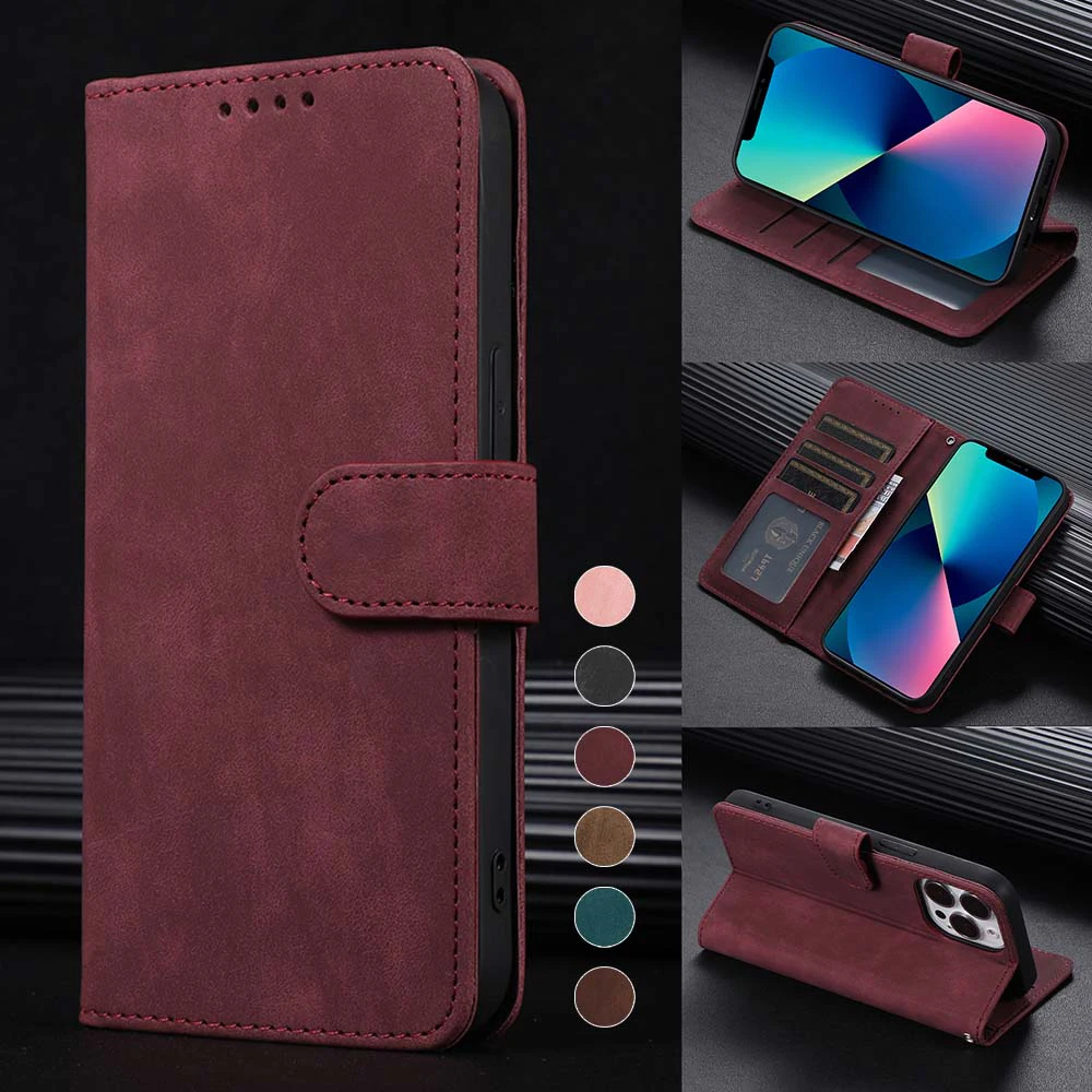 

Matte Wallet Flip Phone Case For Huawei P30 Pro Mate 50 10 P40 Lite Honor 8A 9X Y6S Y7 P Smart Plus Nova Y70 Protect Book Cover