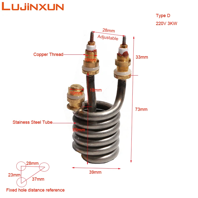 

Детали для мгновенного нагрева воды LUJINXUN 3 кВт, нагревательная трубка из нержавеющей стали, нагревательный элемент для электрического крана, 220 В, тип D/E/F