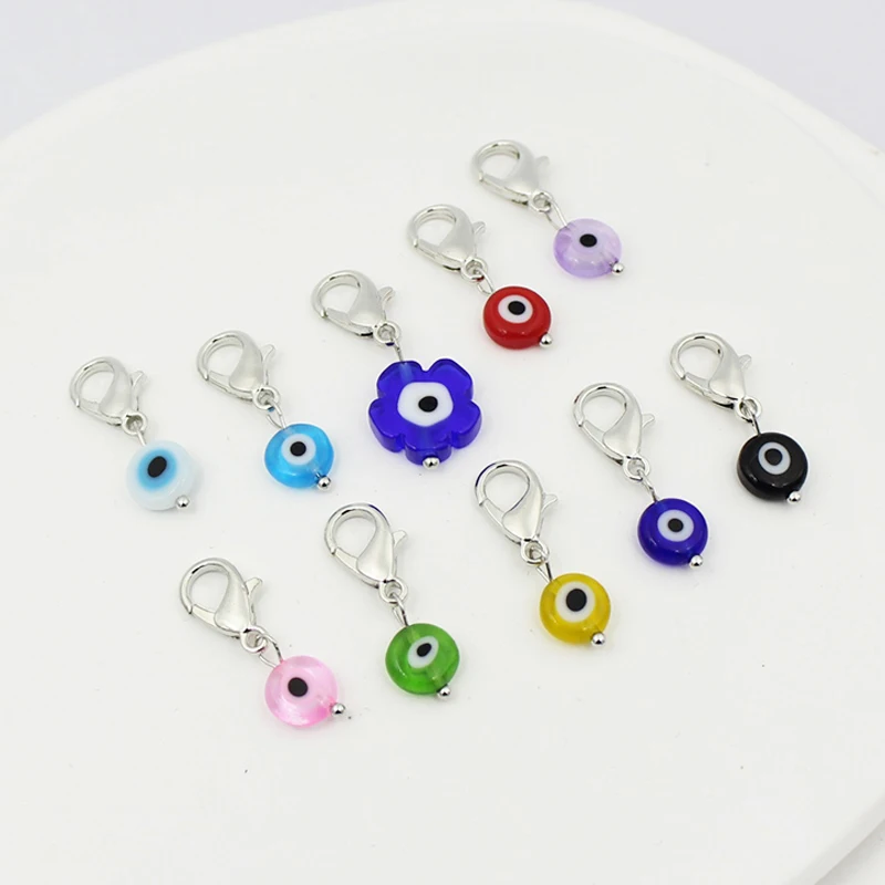 

5pcs Lot Lampwork Murano Glass Evil Eye Pendant Good Luck Protection Charm Purse Bag Car Key Charms Friends Teacher Gift