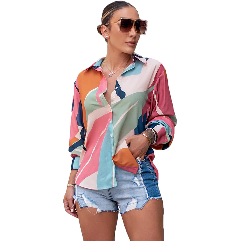 

Женская футболка с отложным воротником и длинным рукавом, на раннюю осень