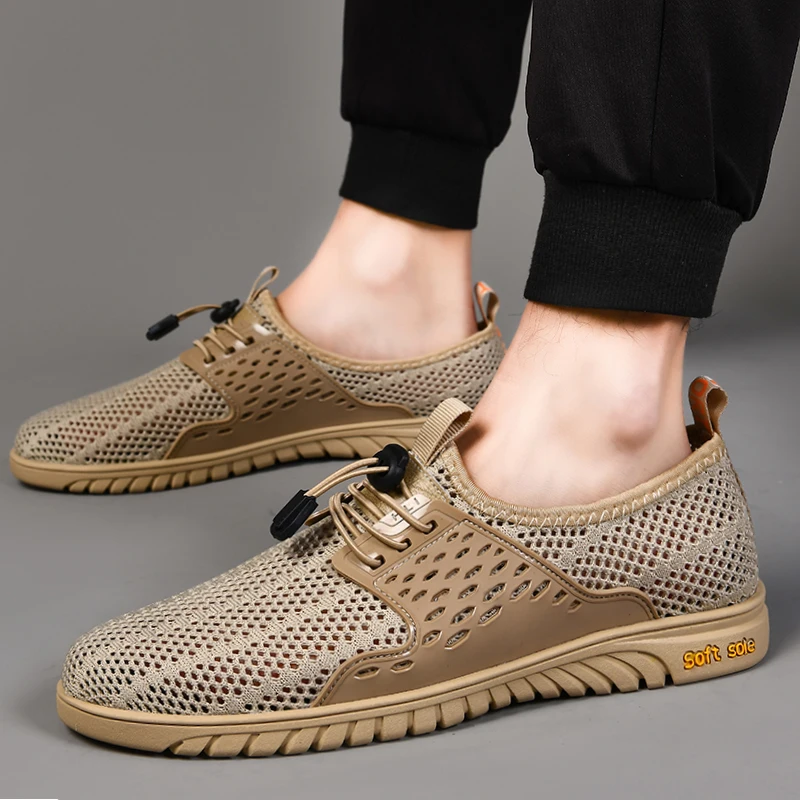 Сандалии мужские кожаные сетчатые роскошные дизайнерские для улицы