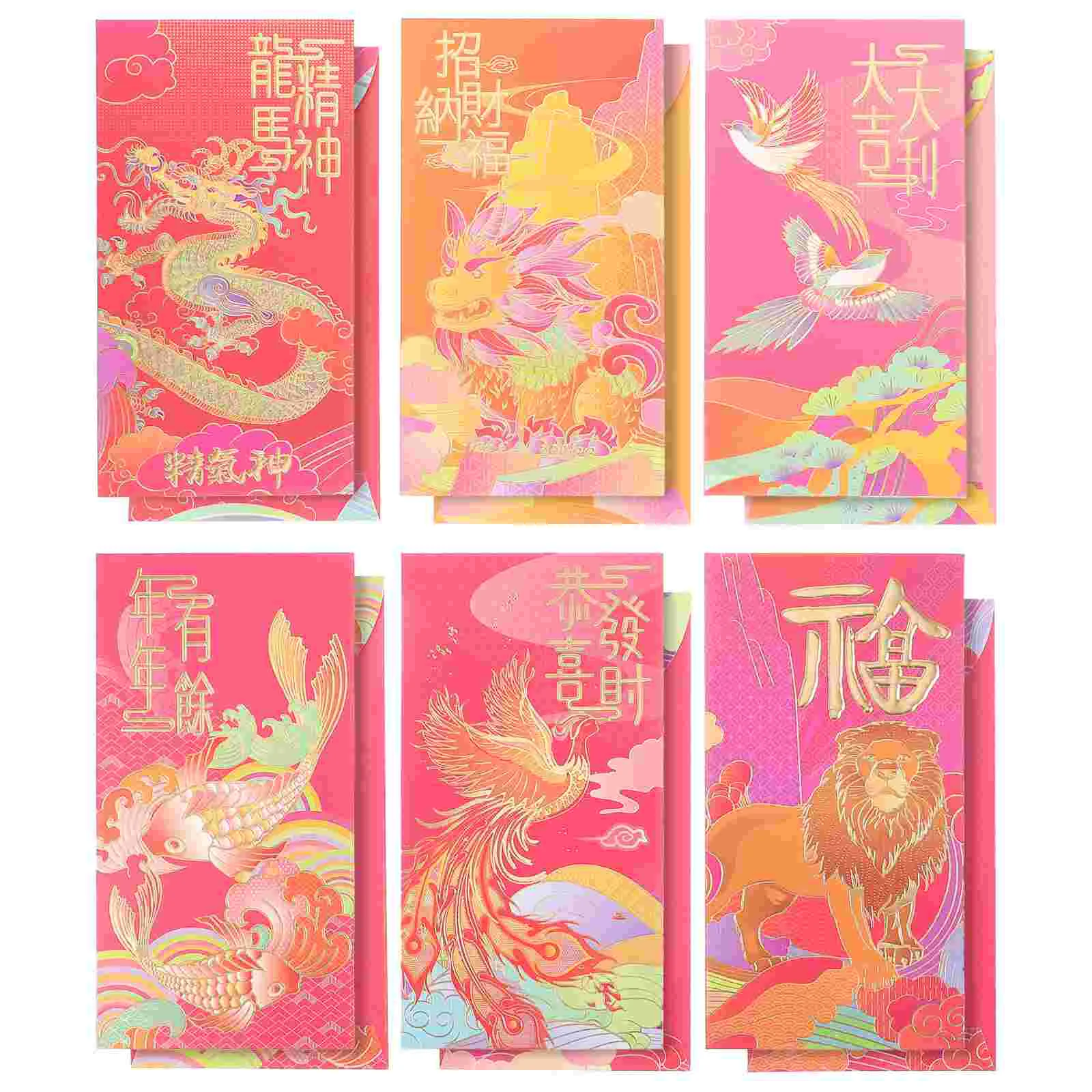 

12 Pcs Decorative Envelopes Red Pack Packet New Year Chinese Style Money Pocket Wedding Storage