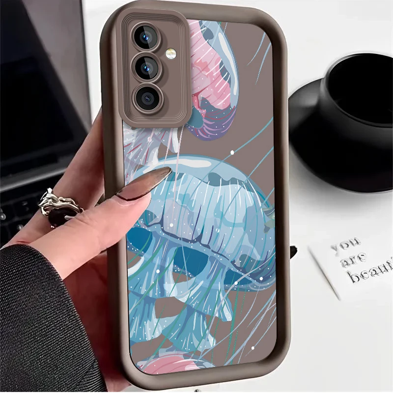 Фото Чехол с изображением морских существ и медуз для Samsung Galaxy A53 A50 A50S A36 5G A35 A34 A33 A32 A30 A26 A24 A23 A22 A20 A16 A15 A14 4G №4
