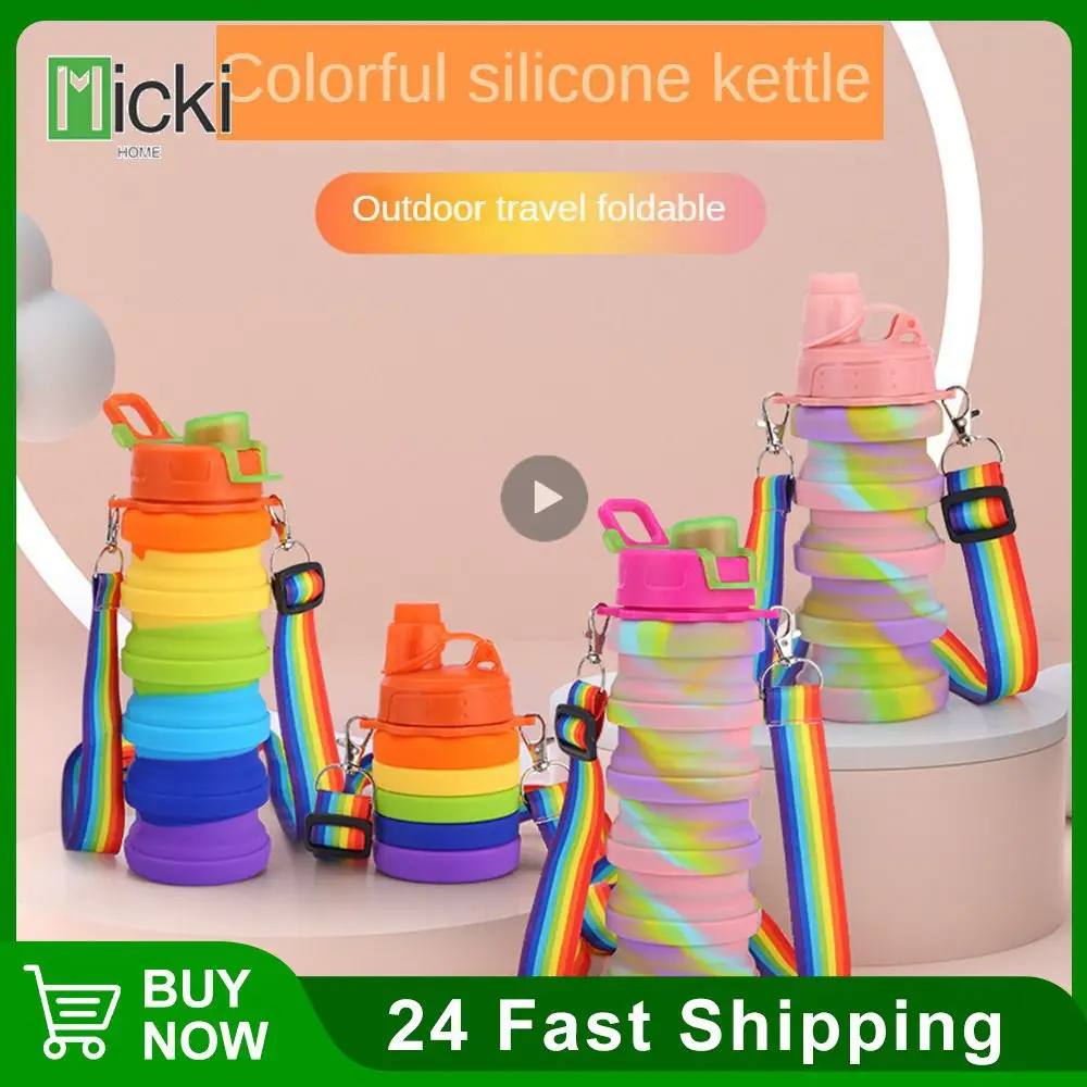 Gift Fitness Sports Water Bottle Portable With Lid Kettle  Silicone Collapsible Drinking Cup 355ml Retractable For Hot Water