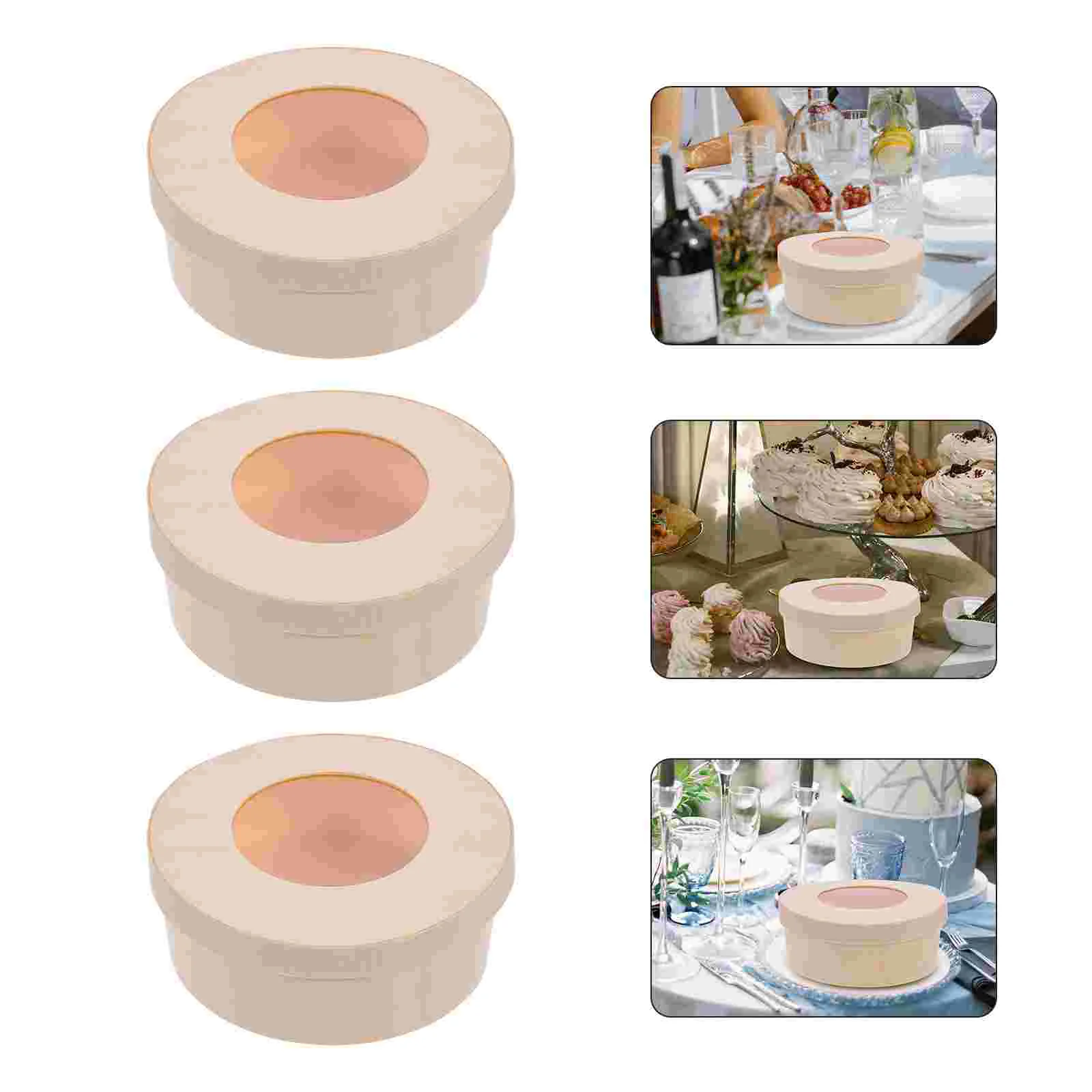 Box Boxes Cake Cupcake Wooden Dessert Container Muffin Cheesecake Bakery Window Carrier Treat Donut Holder Containers Gift