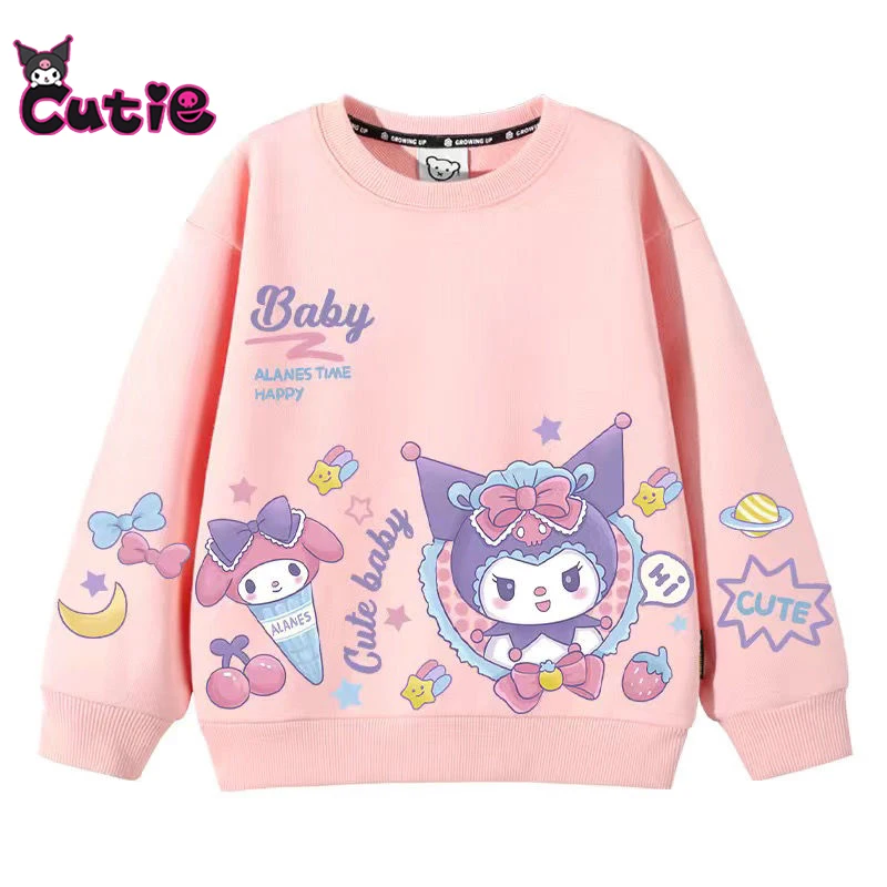 

Kawaii Sanrio Kuromi, хлопковая толстовка с длинным рукавом, аниме, Осень-зима, для мальчиков и девочек, милая мультяшная рубашка, одежда, прекрасные игрушки для детей