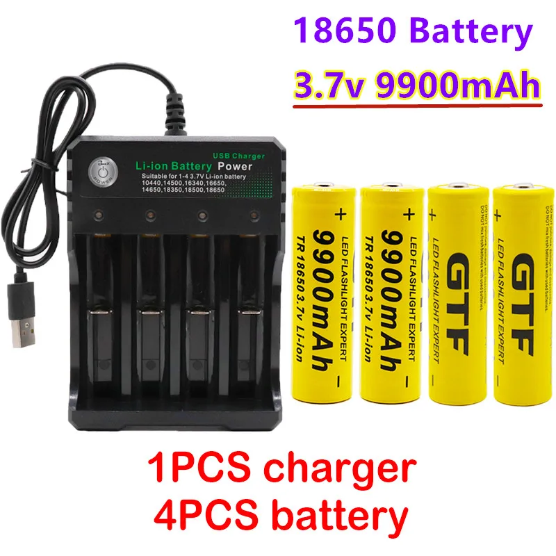 

100%Original 18650 battery 3.7V 9900mAh rechargeable liion battery for Led flashlight battery 18650 battery Wholesale+USBcharger